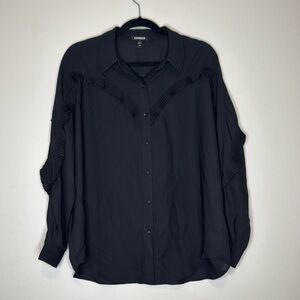 Express black ruffled button-down blouse ￼